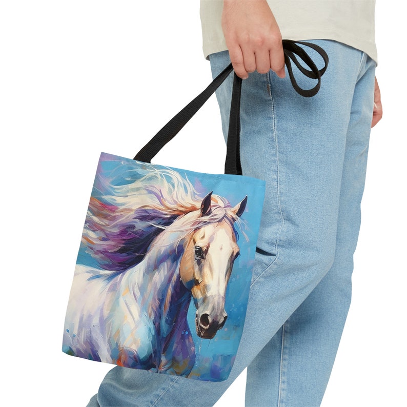 Ecuestre del amante del caballo blanco Bolsa de tela imagen 6