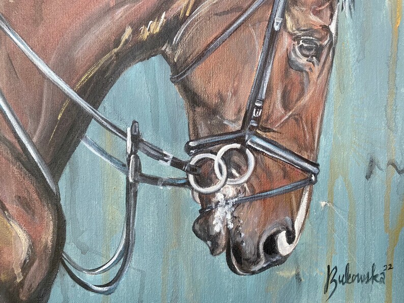 16x16 blue Jumper Horse Show Horse in Bridle Etsy