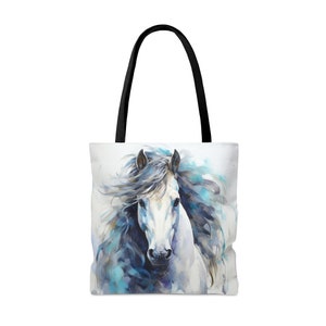 Ecuestre del amante del caballo blanco Bolsa de tela imagen 1