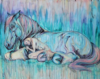 Sleeping Beauty- 47x55” original horse painting