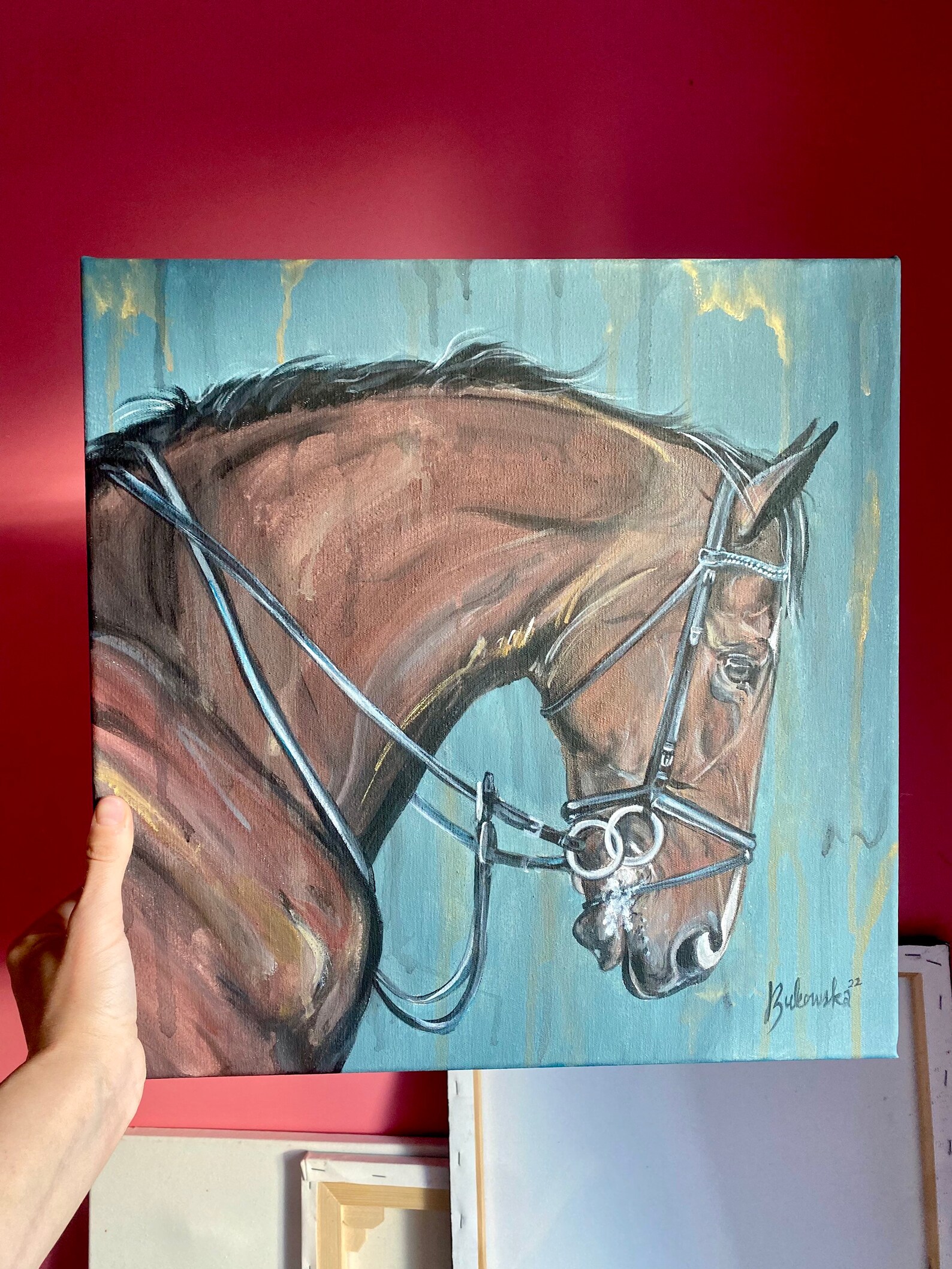 16x16 blue Jumper Horse Show Horse in Bridle Etsy