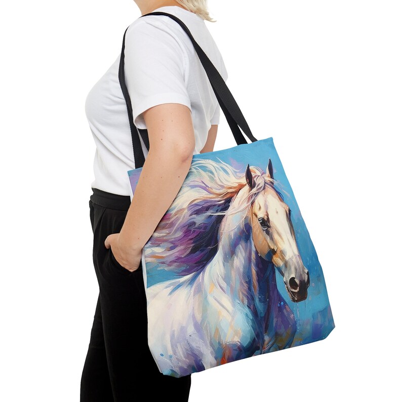 Ecuestre del amante del caballo blanco Bolsa de tela imagen 4