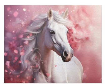 White Pony Puzzle (120, 252, 500-Piece) - Valentine's Day Gift For Equestrians