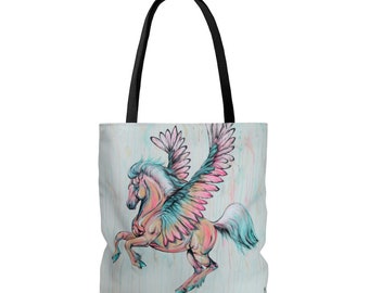 Pegaso y caballo arcoiris Bolsa de tela