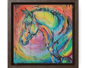 Show Horse Finger Painting on Canvas- Framed Print