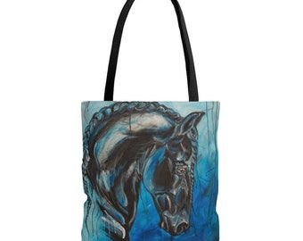 Caballo frisón trenzado AOP Bolsa de tela