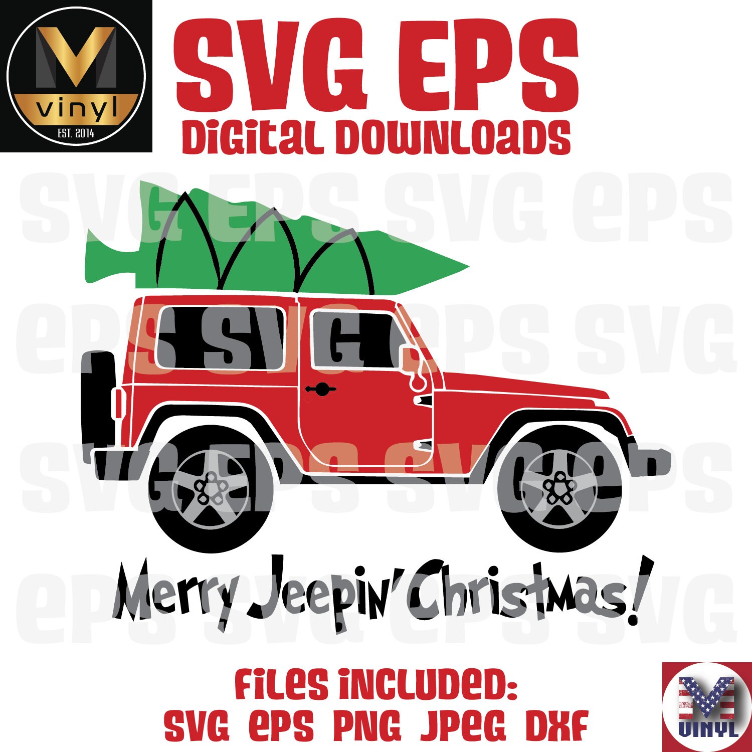 Download Jeep Wrangler Merry Jeepin Christmas Svg Eps Dxf Png Jpeg Vector Cut Files Cricut Silhouette Cameo Vinyl Decal Htv