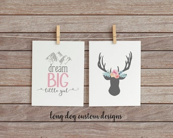 Dream Big Little Girl - Nursery Wall Art - Digital