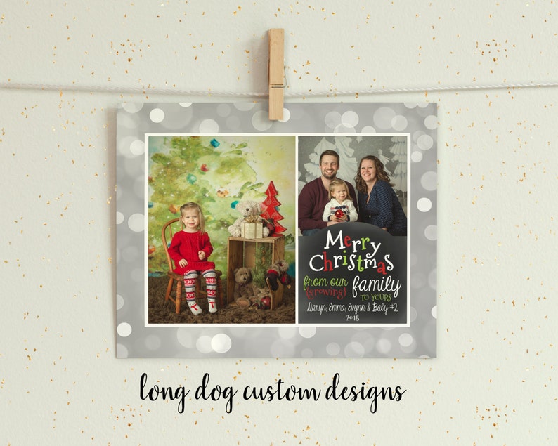 Photo Christmas Card//Pregnancy Announcement Digital 5x7 image 1