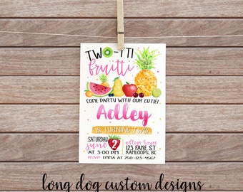 Two-tti Fruity 2nd Birthday Invitation - Digital 5x7