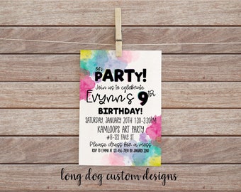 Art Party Birthday Invitation - Digital 5x7