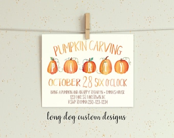 Pumpkin Carving Party Invitation - Digital 5x7