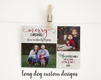 Customizable 2 Photo Christmas Card - Digital 5x7