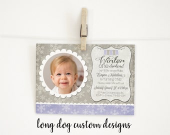 Winter Onederland 1st Birthday Invitation - Digital 5x7