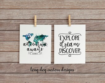 Adventure Awaits - Nursery Wall Art - Digital