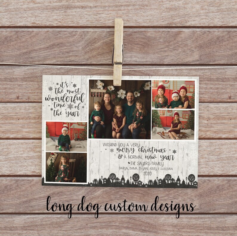 Custom Christmas Card with Photos its the most wonderful time of the year Digital Printable image 1