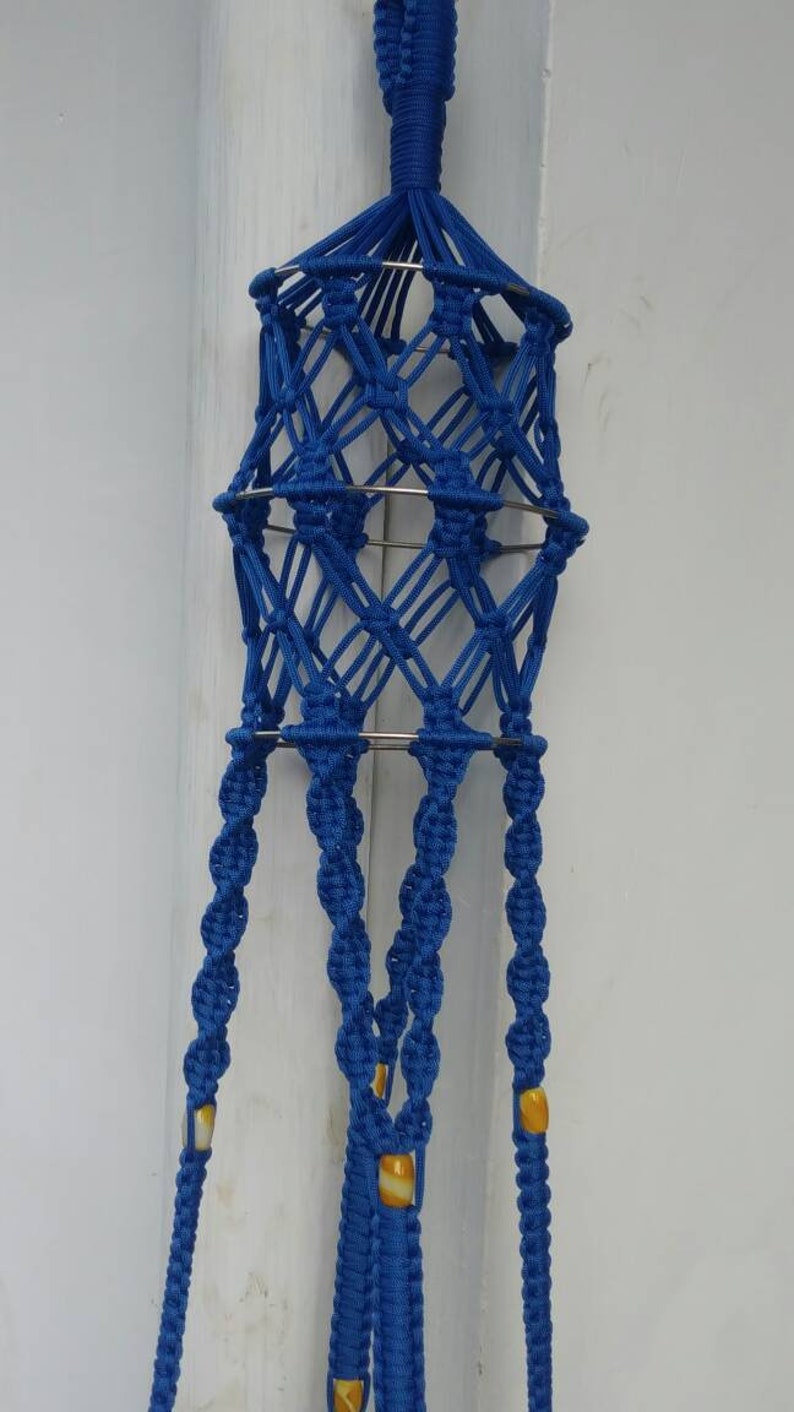 Housewarming Gift For Her Plant Lovers Outdoor Pot Holder Blue Polycord Macrame Plant Hanger Large 54 Sturdy Hanging Indoor Planters