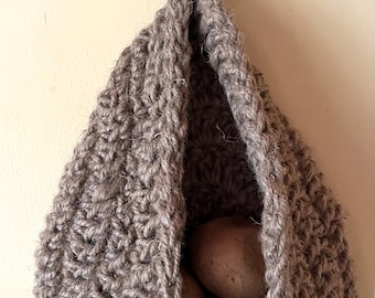 Handmade Crochet Jute Hanging Basket: Rustic Boho Wall Organizer