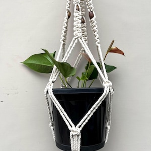 Handmade Macrame Plant Hanger: 50&quot; Boho Cotton Rope Hanging Planter
