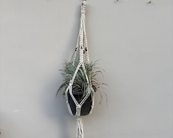 Portavasi in macramè, corda di cotone naturale con perline di legno, decorazione boho da 25"