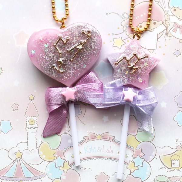 Constellation Heart Lollipop Necklace - magical girl necklace, mahou kei necklace