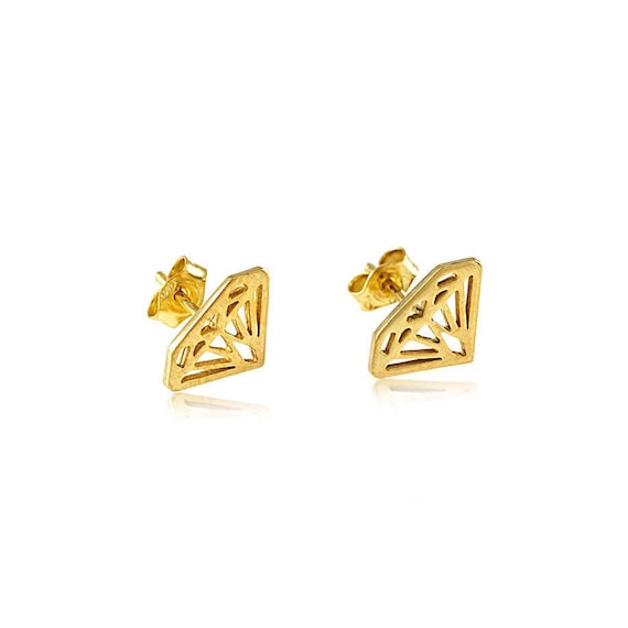 Gold diamond deals shaped earrings