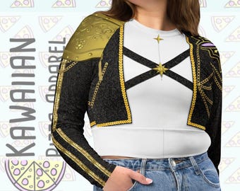 Op Rumi geïnspireerde, gerecyclede crop-top met lange mouwen voor dames
