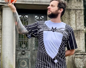 Men&#39;s Jack Skellington Inspired ATHLETIC Short Sleeve Shirt