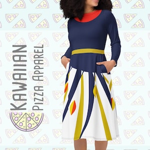 Women&#39;s Franny Robinson Inspired All-over print long sleeve midi dress