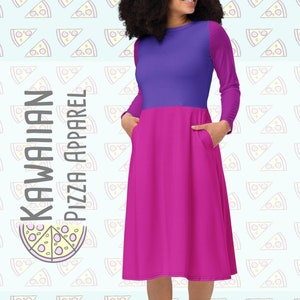 Damen Madam Mim inspiriert Langarm-Midikleid mit All-Over-Print