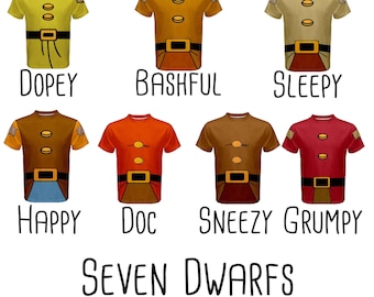 Camiseta deportiva para hombre inspirada en Blancanieves y los siete enanitos (sin barba)