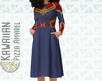 captain marvel skater dress Womens Dress Marvel Captain Cosplay Disney Bounding Costume