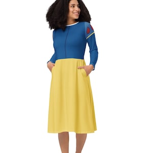 Women's Snow White Inspired All-over print long sleeve midi dress