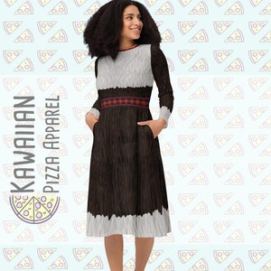 Women&#39;s Sven Inspired All-over print long sleeve midi dress
