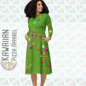 RUSH ORDER: Te Fiti Inspired All-over print long sleeve midi dress