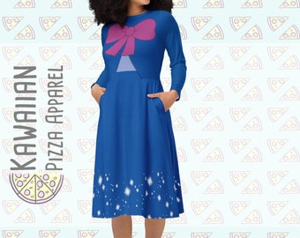 RUSH ORDER: Fairy Godmother Inspired All-over print long sleeve midi dress