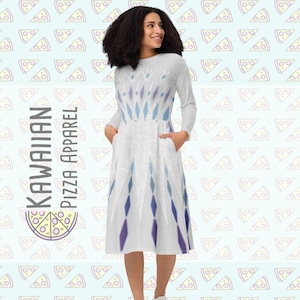 Women's Elsa Elements Inspired All-over print long sleeve midi dress