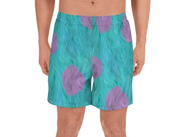 Puede incluir: Pantalones cortos deportivos turquesa con textura de piel sintética y grandes lunares lavanda. Los pantalones cortos tienen cintura con cordón y están hechos de un material ligero y transpirable. Un diseño divertido y único para uso casual o eventos temáticos.