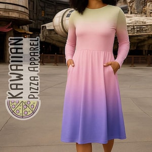 Women&#39;s Padme Inspired All-over print long sleeve midi dress