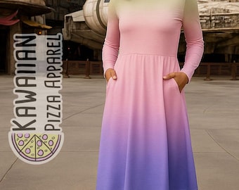 Vestido midi de manga larga con estampado integral inspirado en Padme para mujer