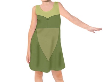 Kid's Green Bimbette  Inspired Sleeveless Dress