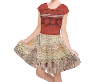 Kid's Moana Inspired Short Sleeve Dress