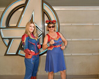 open lace back dress The Marvel Captain Skater Dress- Disneybounding, Cosplay, Running Style Xs