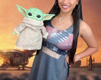 Vestido acampanado sin mangas inspirado en Bounty Hunter para mujer