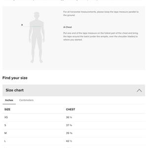 a screen shot of a body measurement guide