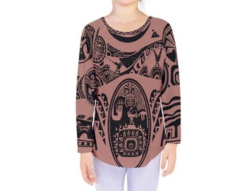 Camicia a maniche lunghe ispirata a Maui Moana (senza collana) per bambini