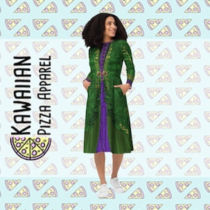Women&#39;s Winifred Sanderson Inspired All-over print long sleeve midi dress