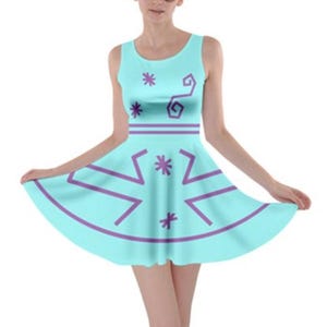 Women&#39;s Mad Tea Party Blue Teacup Inspired Skater Dress