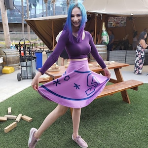 Women&#39;s Pink, Purple, or Green Mad Tea Party Teacup Inspired High Waisted Skirt