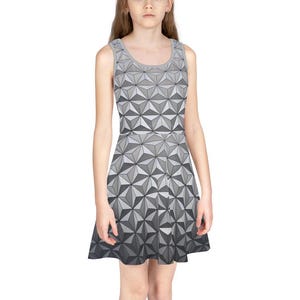 READY-to-SHIP [4T] Kid&#39;s Epcot Spaceship Earth Inspired Skater Dress